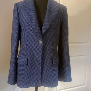 Giorgio Armani Navy Textured Blazer IT 42 US 6–8 Made in Italy Structured Jacket